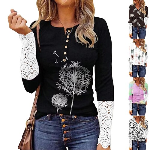 Women's Shirt Blouse Leopard Print Dandelion Feather - White Leopard Dandelion Button Print Long Sleeve Casual Holiday Basic Round Neck Regular Cotton S
Women's Shirt Blouse Leopard Print Dandelion Feather - White Leopard Dandelion Button Print Long Sleeve Casual Holiday Basic Round Neck Regular Cotton S