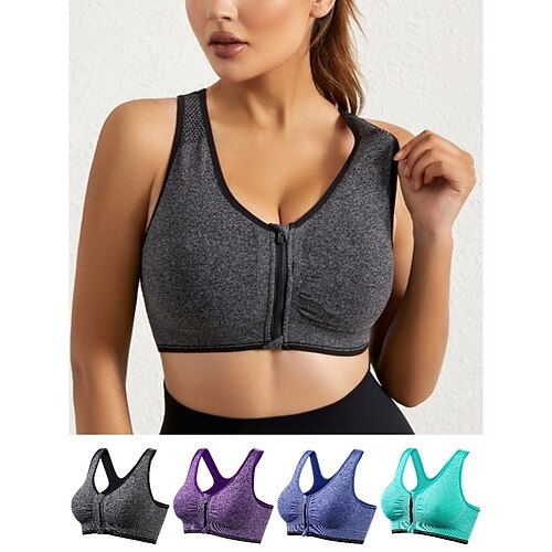 

Women's High Support Sports Bra Running Bra Seamless Racerback Bra Top Padded Yoga Fitness Gym Workout Breathable Shockproof Sweat wicking Black White Pink Solid Colored