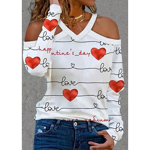 Dame T-shirt Sort Hvid Vin Hjerte Udskæring Trykt mønster Langærmet Afslappet Basale V-hals Normal S
Dame T-shirt Sort Hvid Vin Hjerte Udskæring Trykt mønster Langærmet Afslappet Basale V-hals Normal S
