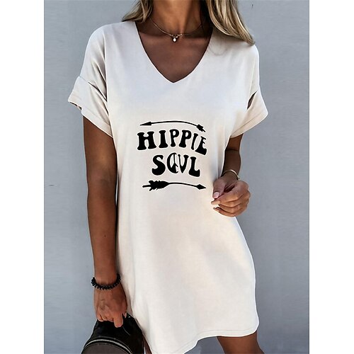Dame Afslappet påklædning T shirt kjole Skift Kjole Bogstaver Trykt mønster V-hals Mini kjole Basale Mode udendørs Daglig Kortærmet Løstsiddende Sort Hvid Grå Forår Sommer S M L XL XXL
Dame Afslappet påklædning T shirt kjole Skift Kjole Bogstaver Trykt mønster V-hals Mini kjole Basale Mode udendørs Daglig Kortærmet Løstsiddende Sort Hvid Grå Forår Sommer S M L XL XXL