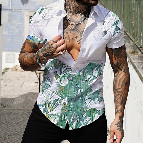 Men's Shirt Summer Hawaiian Shirt Graphic Prints Leaves Turndown White Blue Green Street Casual Short Sleeves Button-Down Print Clothing Apparel Tropical Fashion Hawaiian Designer
Men's Shirt Summer Hawaiian Shirt Graphic Prints Leaves Turndown White Blue Green Street Casual Short Sleeves Button-Down Print Clothing Apparel Tropical Fashion Hawaiian Designer