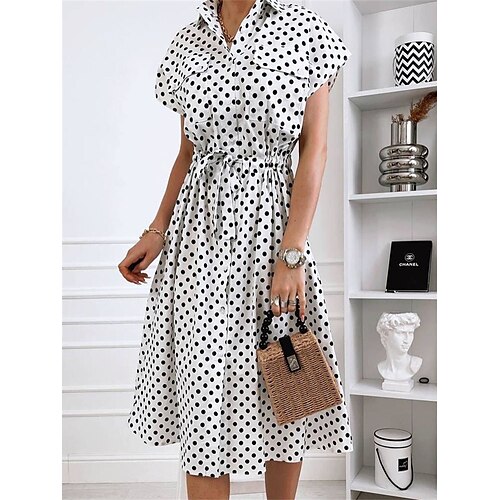 Dame Uformell kjole Swingkjole Prikkete kjole Polkadotter Snorer Delt Skjortekrage Midikjole Aktiv Mote Daglig Ferie Kortermet Løstsittende Svart Hvit Rød Sommer Vår S M L XL
Dame Uformell kjole Swingkjole Prikkete kjole Polkadotter Snorer Delt Skjortekrage Midikjole Aktiv Mote Daglig Ferie Kortermet Løstsittende Svart Hvit Rød Sommer Vår S M L XL