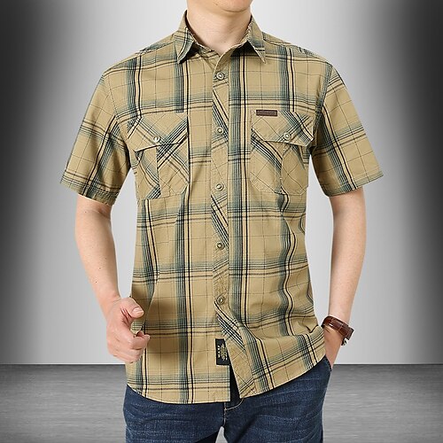 Per uomo Camicia con bottoni Camicia a quadri Camicia estiva Maglietta informale Kaki Verde militare Blu scuro Manica corta A quadri Bavero Esterno Strada Tasche Abbigliamento Moda Comodo
Per uomo Camicia con bottoni Camicia a quadri Camicia estiva Maglietta informale Kaki Verde militare Blu scuro Manica corta A quadri Bavero Esterno Strada Tasche Abbigliamento Moda Comodo