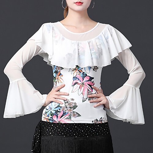 Latindans Ballroom-dans Topp Printer Drapert Ruchiing Dame Ytelse Trening Langermet Høy Polyester
Latindans Ballroom-dans Topp Printer Drapert Ruchiing Dame Ytelse Trening Langermet Høy Polyester