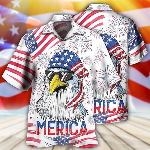 Men's Shirt Summer Hawaiian Shirt Graphic Prints Eagle American Flag Turndown White Casual Holiday Short Sleeve Button-Down Print Clothing Apparel Tropical Fashion Hawaiian Soft
Men's Shirt Summer Hawaiian Shirt Graphic Prints Eagle American Flag Turndown White Casual Holiday Short Sleeve Button-Down Print Clothing Apparel Tropical Fashion Hawaiian Soft