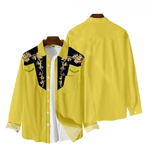 Men's Shirt Western Shirt Floral Graphic Prints Turndown Black Yellow Khaki Outdoor Street Long Sleeve Button-Down Print Clothing Apparel Fashion Designer Casual Soft
Men's Shirt Western Shirt Floral Graphic Prints Turndown Black Yellow Khaki Outdoor Street Long Sleeve Button-Down Print Clothing Apparel Fashion Designer Casual Soft