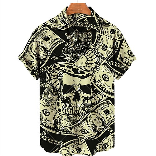Men's Shirt Summer Hawaiian Shirt Skull Graphic Prints Money Turndown Apricot Yellow Fuchsia Green Gray Street Casual Short Sleeves Button-Down Print Clothing Apparel Tropical Fashion Hawaiian
Men's Shirt Summer Hawaiian Shirt Skull Graphic Prints Money Turndown Apricot Yellow Fuchsia Green Gray Street Casual Short Sleeves Button-Down Print Clothing Apparel Tropical Fashion Hawaiian