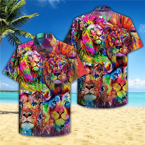 Men's Shirt Summer Hawaiian Shirt Animal Lion Graphic Prints Turndown Rainbow Street Casual Short Sleeves Button-Down Print Clothing Apparel Tropical Fashion Hawaiian Designer
Men's Shirt Summer Hawaiian Shirt Animal Lion Graphic Prints Turndown Rainbow Street Casual Short Sleeves Button-Down Print Clothing Apparel Tropical Fashion Hawaiian Designer