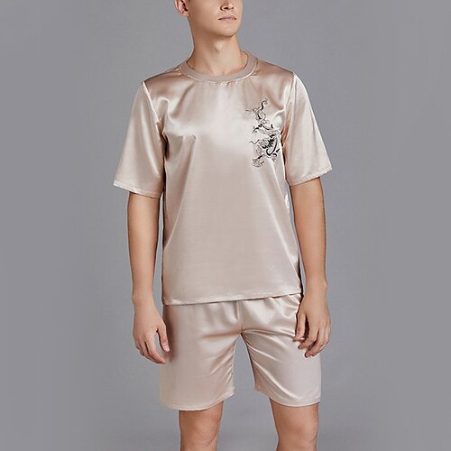 Herre Pyjamas Sæt Silke pyjamas Pyjamas top og shorts 1set Grafiske tryk Stilfuld Afslappet Komfort Hjem Daglig Seng Polyester Komfort Rund hals Kortærmet Shorts Inkl. bælte Forår Sommer Champagne
Herre Pyjamas Sæt Silke pyjamas Pyjamas top og shorts 1set Grafiske tryk Stilfuld Afslappet Komfort Hjem Daglig Seng Polyester Komfort Rund hals Kortærmet Shorts Inkl. bælte Forår Sommer Champagne
