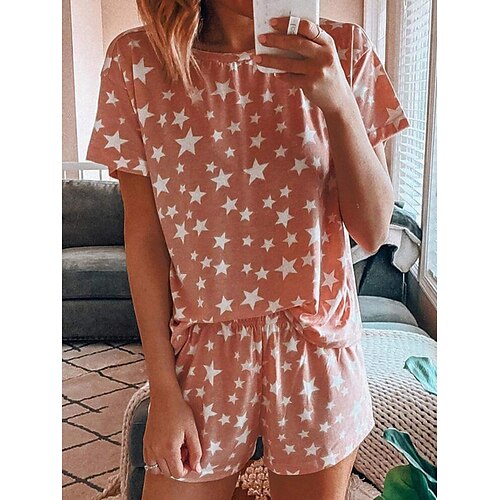 Dame Loungewear Sæt Stjerne Basale Sport Afslappet Hjem Daglig Ferierejse Bomuld Åndbart Rund hals Kortærmet T-shirt Shorts Elastisk Talje Forår Sommer Blå Orange
Dame Loungewear Sæt Stjerne Basale Sport Afslappet Hjem Daglig Ferierejse Bomuld Åndbart Rund hals Kortærmet T-shirt Shorts Elastisk Talje Forår Sommer Blå Orange