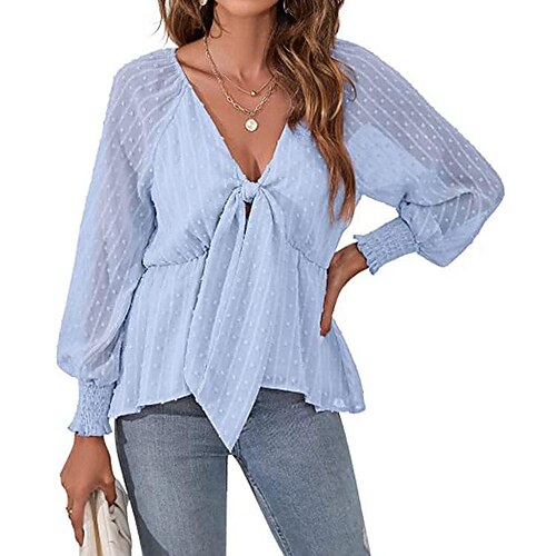Women's Shirt Blouse Black White Pink Plain Lace up Long Sleeve Casual Basic V Neck Regular S
Women's Shirt Blouse Black White Pink Plain Lace up Long Sleeve Casual Basic V Neck Regular S