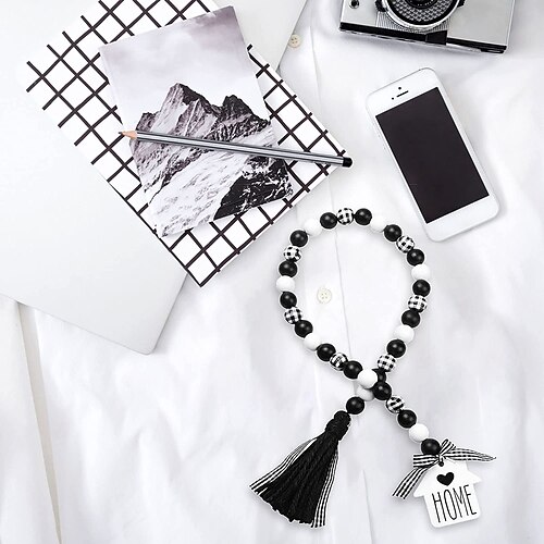Wood Bead Garland Farmhouse Beads with Tassel Neutral Home Decor Rustic Country Decor Prayer Boho Beads Big Wall Hanging Decor Farmhouse Wall Decor(Black and White)
Wood Bead Garland Farmhouse Beads with Tassel Neutral Home Decor Rustic Country Decor Prayer Boho Beads Big Wall Hanging Decor Farmhouse Wall Decor(Black and White)