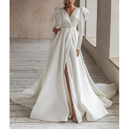 Fidanzamento Da cerimonia Abiti da sposa Strascico da cappella Da ballo Manica lunga A V Cotone Con Fascia / fiocco in vita 2023 Abiti da sposa
Fidanzamento Da cerimonia Abiti da sposa Strascico da cappella Da ballo Manica lunga A V Cotone Con Fascia / fiocco in vita 2023 Abiti da sposa
