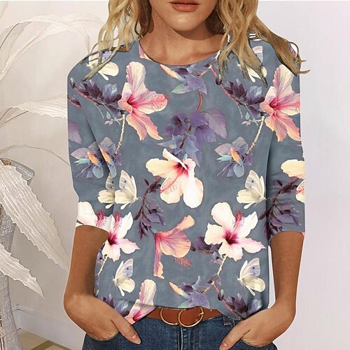 Dame T-shirt Sort Gul Rød Blomstret Galakse Trykt mønster Langærmet Daglig Weekend Basale Rund hals Normal Blomster Tema Maleri S
Dame T-shirt Sort Gul Rød Blomstret Galakse Trykt mønster Langærmet Daglig Weekend Basale Rund hals Normal Blomster Tema Maleri S