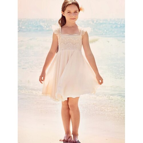 Linjeform Knelengde Blomsterpikekjole Bryllupsfest Jenter Søt ballkjole Chiffon med Ensfarget Bohem Strandstil Passer 3-16 år
Linjeform Knelengde Blomsterpikekjole Bryllupsfest Jenter Søt ballkjole Chiffon med Ensfarget Bohem Strandstil Passer 3-16 år