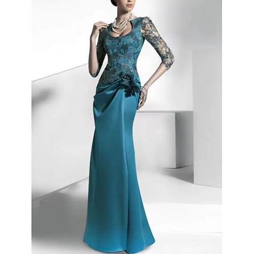 Linjeform Kjole til brudens mor Fest Elegant Øsehals Gulvlengde Sateng Blonder Halvlange ermer med Appliqué Ruchiing 2023
Linjeform Kjole til brudens mor Fest Elegant Øsehals Gulvlengde Sateng Blonder Halvlange ermer med Appliqué Ruchiing 2023