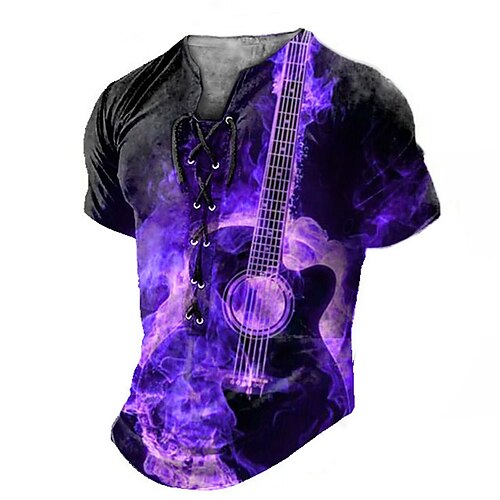 Herre Henly-skjorte T-skjorter Grafisk Gitar Henley Klær 3D-utskrift Daglig Sport Kortermet Blondér Trykt mønster Mote Fritid Komfort
Herre Henly-skjorte T-skjorter Grafisk Gitar Henley Klær 3D-utskrift Daglig Sport Kortermet Blondér Trykt mønster Mote Fritid Komfort