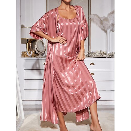 Dame Pyjamas Badekåber Natkjole Kjoler Stribe Afslappet Komfort Blødt Hjem Daglig Seng Satin Åndbart V-strop Halvlange ærmer Forår Sommer Sort Lyserød
Dame Pyjamas Badekåber Natkjole Kjoler Stribe Afslappet Komfort Blødt Hjem Daglig Seng Satin Åndbart V-strop Halvlange ærmer Forår Sommer Sort Lyserød