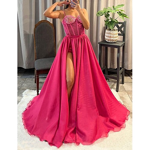 Linea-A Abiti da ballo Brillante e glitterato Vestito Ricevimento di matrimonio Strascico a terra Senza maniche Con bretelline Tulle con Lustrini Fessura 2023
Linea-A Abiti da ballo Brillante e glitterato Vestito Ricevimento di matrimonio Strascico a terra Senza maniche Con bretelline Tulle con Lustrini Fessura 2023