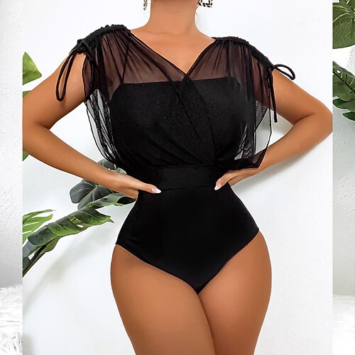 Dame Badetøj Et stykke Normal badedragt Net Patchwork Mavekontrol Vanlig Sort Bodysuit Badedragter Sport Efterår
Dame Badetøj Et stykke Normal badedragt Net Patchwork Mavekontrol Vanlig Sort Bodysuit Badedragter Sport Efterår