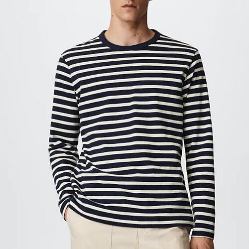 Herre T-shirt Stribet skjorte Lang ærmet skjorte Stribe Rund hals Ferierejse I-byen-tøj Langærmet Tøj Gade Stilfuld Moderne Stil
Herre T-shirt Stribet skjorte Lang ærmet skjorte Stribe Rund hals Ferierejse I-byen-tøj Langærmet Tøj Gade Stilfuld Moderne Stil