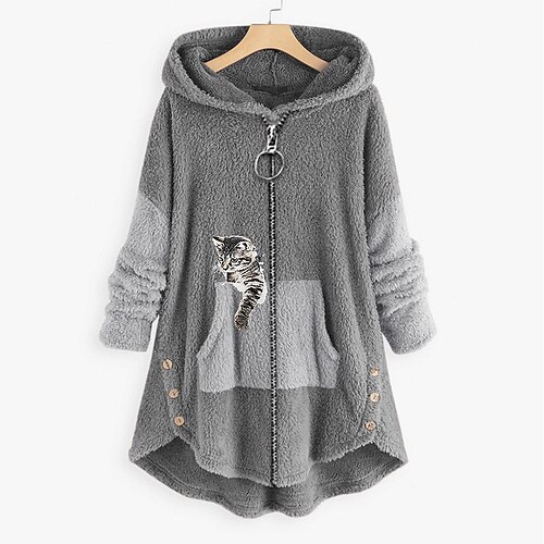 Inspired by Animal Cat Sweatshirt Zip-Up Hoodie Cat Ear Fleece Hoodie Anime Pront Pocket Teddy Plain Button Hoodie For Women's Adults' Hot Stamping Flannel Casual Daily
Inspired by Animal Cat Sweatshirt Zip-Up Hoodie Cat Ear Fleece Hoodie Anime Pront Pocket Teddy Plain Button Hoodie For Women's Adults' Hot Stamping Flannel Casual Daily