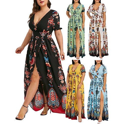 Dame Store størrelser Uformell kjole Kjole med A-linje Blomstret Sommerfugl Lang kjole Maxikjole Kortermet Delt Trykt mønster V-hals Grunnleggende Daglig Svart Hvit Vår Sommer XL XXL 3XL 4XL 5XL
Dame Store størrelser Uformell kjole Kjole med A-linje Blomstret Sommerfugl Lang kjole Maxikjole Kortermet Delt Trykt mønster V-hals Grunnleggende Daglig Svart Hvit Vår Sommer XL XXL 3XL 4XL 5XL