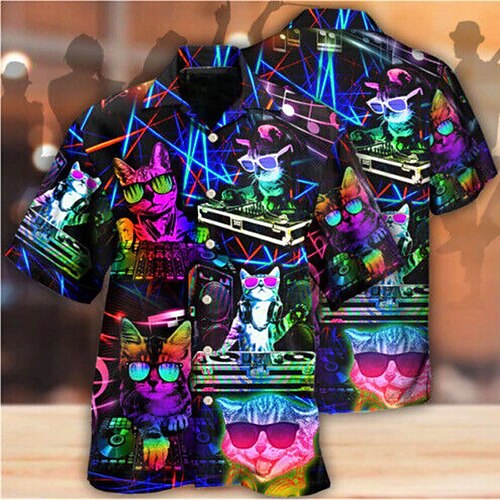 Men's Shirt Summer Hawaiian Shirt Cat Graphic Prints Turndown Blue Casual Holiday Short Sleeve Button-Down Print Clothing Apparel Tropical Streetwear Exaggerated Cool
Men's Shirt Summer Hawaiian Shirt Cat Graphic Prints Turndown Blue Casual Holiday Short Sleeve Button-Down Print Clothing Apparel Tropical Streetwear Exaggerated Cool