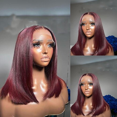Ekte remy-hår 13x4 blonder foran Parykk Kort bob Brasiliansk hår Rett Burgunder Parykk 130% 150% Hair Tetthet med baby hår Naturlig hårlinje 100% Jomfru Med Blekt Knotter Pre-Plucked Til parykker for
Ekte remy-hår 13x4 blonder foran Parykk Kort bob Brasiliansk hår Rett Burgunder Parykk 130% 150% Hair Tetthet med baby hår Naturlig hårlinje 100% Jomfru Med Blekt Knotter Pre-Plucked Til parykker for