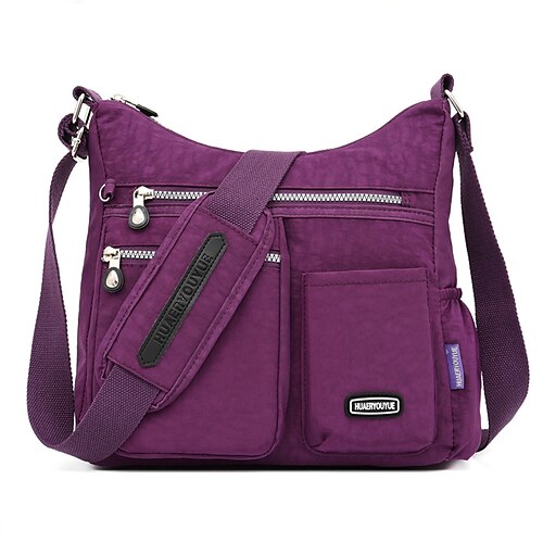 

Women's Crossbody Bag Nylon Outdoor Daily Going out Waterproof Solid Color Almond Sea Blue Elegant black