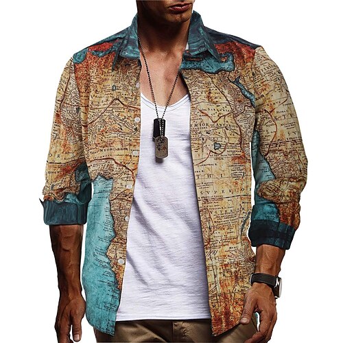 Men's Shirt Map Graphic Prints Turndown Khaki Outdoor Street Long Sleeve Button-Down Print Clothing Apparel Fashion Designer Casual Soft
Men's Shirt Map Graphic Prints Turndown Khaki Outdoor Street Long Sleeve Button-Down Print Clothing Apparel Fashion Designer Casual Soft