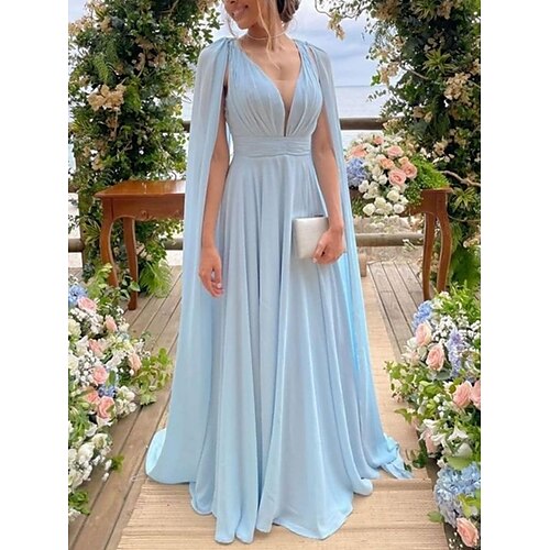 Tube / kolonne Kjole til brudens mor Fest Elegant V-hals Hofslæb Chiffon Uden ærmer med Plissé 2023
Tube / kolonne Kjole til brudens mor Fest Elegant V-hals Hofslæb Chiffon Uden ærmer med Plissé 2023