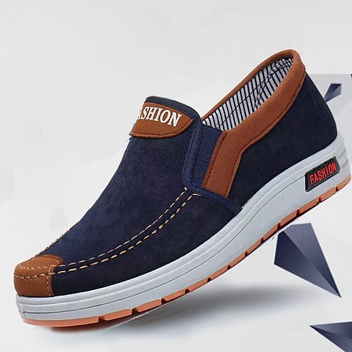 

Men's Loafers & Slip-Ons Comfort Shoes Slip-on Sneakers Classic Casual Outdoor Daily Walking Shoes Canvas Breathable Black Blue Gray Color Block Summer Spring