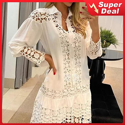 Women's Casual Dress Shirt Dress Midi Dress White Blue Green Long Sleeve Pure Color Ruched Winter Fall Spring Shirt Collar Fashion Daily Date Vacation Loose Fit 2023 S M L XL XXL 3XL
Women's Casual Dress Shirt Dress Midi Dress White Blue Green Long Sleeve Pure Color Ruched Winter Fall Spring Shirt Collar Fashion Daily Date Vacation Loose Fit 2023 S M L XL XXL 3XL