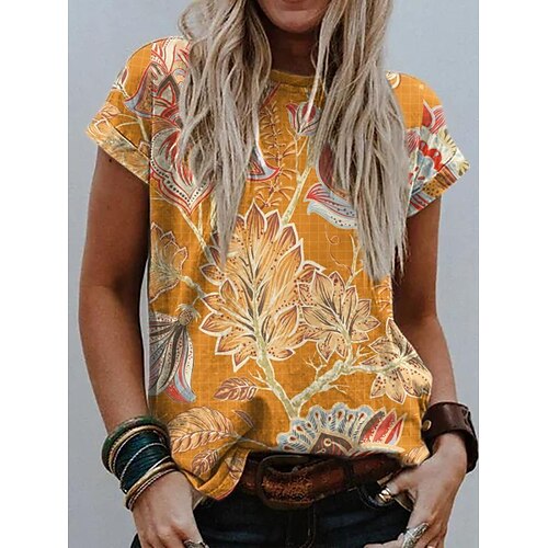 T shirt Tee Femme Jaune Rouge Marron Floral Géométrique Imprimer Manche Courte du quotidien Fin de semaine Ethnique Col Rond Normal Standard Fleur Géométrique Peinture S
T shirt Tee Femme Jaune Rouge Marron Floral Géométrique Imprimer Manche Courte du quotidien Fin de semaine Ethnique Col Rond Normal Standard Fleur Géométrique Peinture S