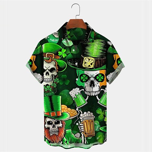 Men's Shirt Summer Hawaiian Shirt Skull Graphic Prints Beer Clover Turndown Green Outdoor Street Short Sleeves Button-Down Print Clothing Apparel Tropical Fashion Hawaiian Designer
Men's Shirt Summer Hawaiian Shirt Skull Graphic Prints Beer Clover Turndown Green Outdoor Street Short Sleeves Button-Down Print Clothing Apparel Tropical Fashion Hawaiian Designer