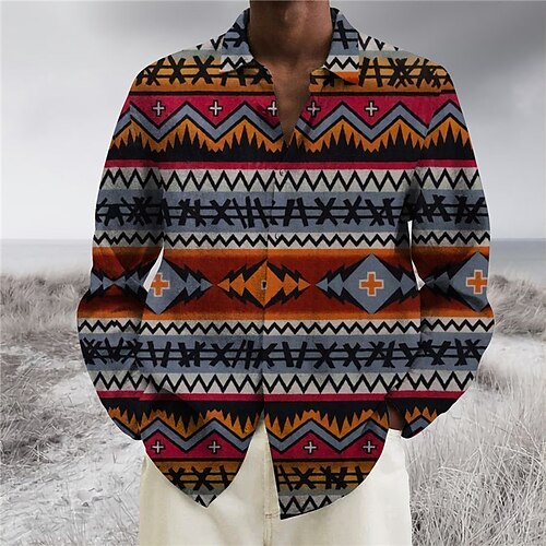 Men's Shirt Tribal Graphic Prints Geometry Turndown Red Blue Outdoor Street Long Sleeve Button-Down Print Clothing Apparel Vintage Fashion Streetwear Designer
Men's Shirt Tribal Graphic Prints Geometry Turndown Red Blue Outdoor Street Long Sleeve Button-Down Print Clothing Apparel Vintage Fashion Streetwear Designer