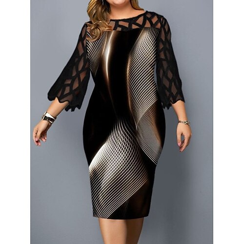 Dame Plusstørrelser Festkjole Blonde kjole Bodycon Geometrisk Midikjole 3/4-ærmer Blonder Rund hals Moderne Fest Sort Efterår Forår L XL XXL 3XL 4XL
Dame Plusstørrelser Festkjole Blonde kjole Bodycon Geometrisk Midikjole 3/4-ærmer Blonder Rund hals Moderne Fest Sort Efterår Forår L XL XXL 3XL 4XL