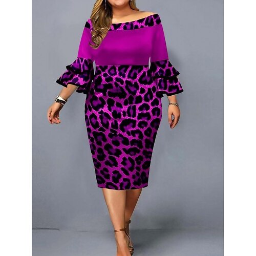 Per donna Plus Size Abito da lavoro Vestito tubino Leopardo Vestito longuette Manica a 3/4 Con balze Stampa Senza spalline Elegante Ufficio Nero Blu Autunno Primavera XL XXL 3XL 4XL 5XL
Per donna Plus Size Abito da lavoro Vestito tubino Leopardo Vestito longuette Manica a 3/4 Con balze Stampa Senza spalline Elegante Ufficio Nero Blu Autunno Primavera XL XXL 3XL 4XL 5XL