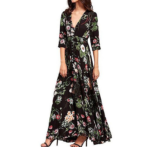 Dame Lang kjole Maxikjole Swing Kjole A Linje Kjole Boho-kjole Blomstret Mode Bohemisk udendørs Daglig Ferie Delt Trykt mønster 3/4-ærmer V-hals Kjole Regulær Sort Hvid Navyblå Efterår Forår S M L XL
Dame Lang kjole Maxikjole Swing Kjole A Linje Kjole Boho-kjole Blomstret Mode Bohemisk udendørs Daglig Ferie Delt Trykt mønster 3/4-ærmer V-hals Kjole Regulær Sort Hvid Navyblå Efterår Forår S M L XL