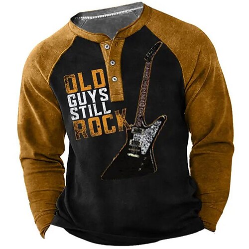 Herre Henly-skjorte T-skjorter Grafisk Fargeblokk Gitar Henley Klær 3D-utskrift utendørs Avslappet Langermet Lapper Knapp ned Mote Designer Bekvem
Herre Henly-skjorte T-skjorter Grafisk Fargeblokk Gitar Henley Klær 3D-utskrift utendørs Avslappet Langermet Lapper Knapp ned Mote Designer Bekvem