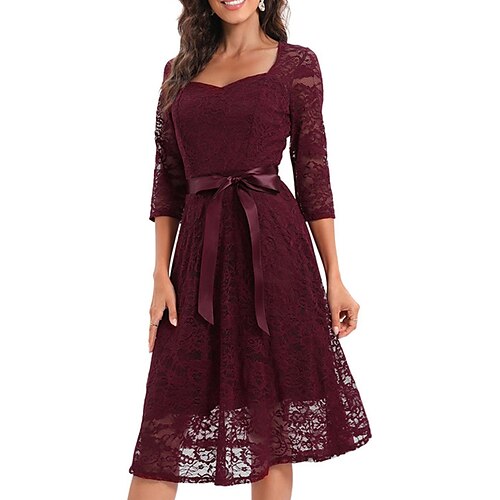 Dame Festkjole Blonde kjole Swing Kjole Midikjole Sort Vin Navyblå 3/4-ærmer Ren farve Blonder Sommer Forår Firkantet hals Fest 2023 S M L XL 2XL / Elegant kjole / Formel kjole
Dame Festkjole Blonde kjole Swing Kjole Midikjole Sort Vin Navyblå 3/4-ærmer Ren farve Blonder Sommer Forår Firkantet hals Fest 2023 S M L XL 2XL / Elegant kjole / Formel kjole