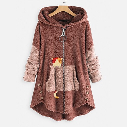 Inspired by Animal Cat Sweatshirt Zip-Up Hoodie Cat Ear Fleece Hoodie Anime Pront Pocket Teddy Plain Button Hoodie For Women's Adults' Hot Stamping Flannel Casual Daily
Inspired by Animal Cat Sweatshirt Zip-Up Hoodie Cat Ear Fleece Hoodie Anime Pront Pocket Teddy Plain Button Hoodie For Women's Adults' Hot Stamping Flannel Casual Daily
