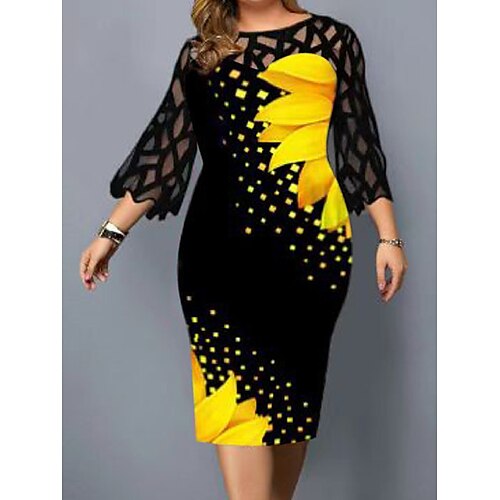 Per donna Plus Size Abito di pizzo Abito da lavoro Aderente Floreale Vestito longuette Manica a 3/4 Pizzo Collage Girocollo Di tendenza Ufficio Bianco Giallo Autunno Primavera L XL XXL 3XL 4XL
Per donna Plus Size Abito di pizzo Abito da lavoro Aderente Floreale Vestito longuette Manica a 3/4 Pizzo Collage Girocollo Di tendenza Ufficio Bianco Giallo Autunno Primavera L XL XXL 3XL 4XL