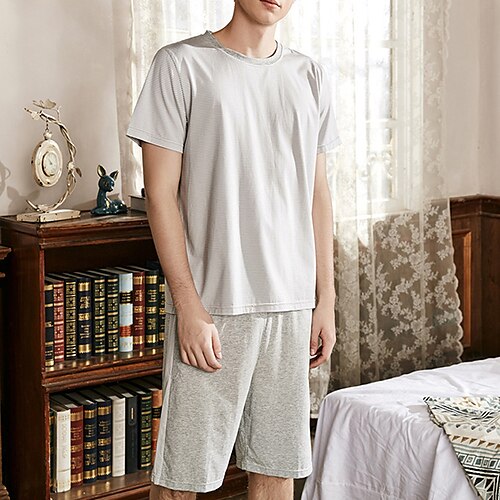 Herre Loungewear Pyjamas Sæt Pyjamas top og shorts 1set Vanlig Stilfuld Afslappet Komfort Hjem Daglig Seng Polyester Komfort V-hals Kortærmet Shorts Forår Sommer Navyblå Lysegrå
Herre Loungewear Pyjamas Sæt Pyjamas top og shorts 1set Vanlig Stilfuld Afslappet Komfort Hjem Daglig Seng Polyester Komfort V-hals Kortærmet Shorts Forår Sommer Navyblå Lysegrå