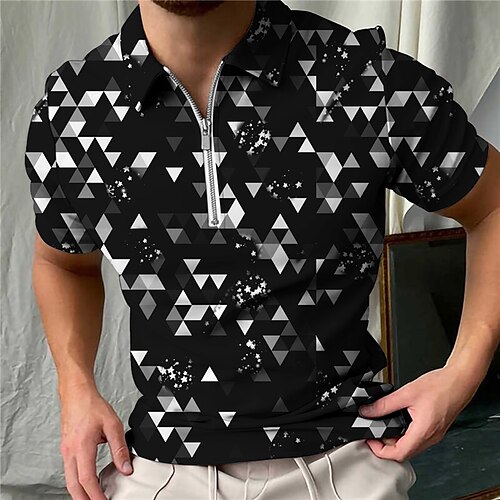 Herre POLO T-skjorte Golf skjorte Zip Polo Grafiske trykk Geometri Aftæpning Svart Grå utendørs Gate Kort Erme Glidelås Trykt mønster Klær Mote Designer Fritid Pustende
Herre POLO T-skjorte Golf skjorte Zip Polo Grafiske trykk Geometri Aftæpning Svart Grå utendørs Gate Kort Erme Glidelås Trykt mønster Klær Mote Designer Fritid Pustende