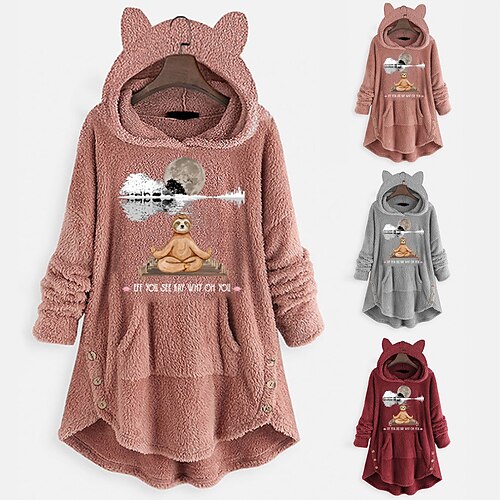 Inspired by Animal Sloth Sweatshirt Cat Ear Fleece Hoodie Anime Pront Pocket Teddy Plain Button Hoodie For Women's Adults' Hot Stamping Flannel Casual Daily
Inspired by Animal Sloth Sweatshirt Cat Ear Fleece Hoodie Anime Pront Pocket Teddy Plain Button Hoodie For Women's Adults' Hot Stamping Flannel Casual Daily