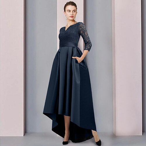 A-linje Kjole til brudens mor Bryllupsgæst Elegant Assymetrisk længde Scoop hals Assymetrisk Te-længde Satin Blondelukning 3/4-ærmer med Plissé Applikeret broderi 2023
A-linje Kjole til brudens mor Bryllupsgæst Elegant Assymetrisk længde Scoop hals Assymetrisk Te-længde Satin Blondelukning 3/4-ærmer med Plissé Applikeret broderi 2023