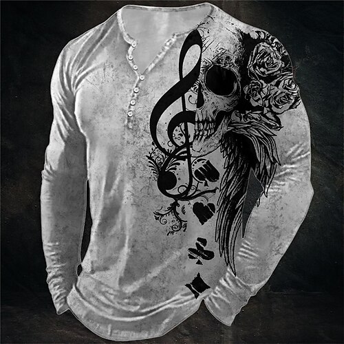 Herre Henley-skjorte T-Shirts Grafisk Dødningehoveder Henley Tøj 3D-udskrivning udendørs Afslappet Langærmet Knap ned Trykt mønster Mode Designer Bekvem
Herre Henley-skjorte T-Shirts Grafisk Dødningehoveder Henley Tøj 3D-udskrivning udendørs Afslappet Langærmet Knap ned Trykt mønster Mode Designer Bekvem