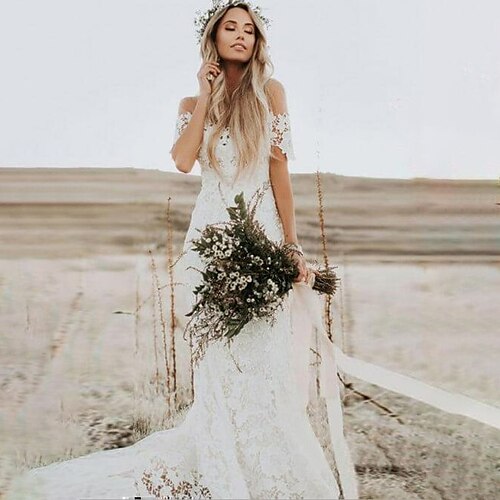 Spiaggia / Destinazione Boho Abiti da sposa Strascico da cappella A sirena Manica corta Senza spalline Di pizzo Con Con applique Tinta unita 2023 Primavera estate Abiti da sposa
Spiaggia / Destinazione Boho Abiti da sposa Strascico da cappella A sirena Manica corta Senza spalline Di pizzo Con Con applique Tinta unita 2023 Primavera estate Abiti da sposa